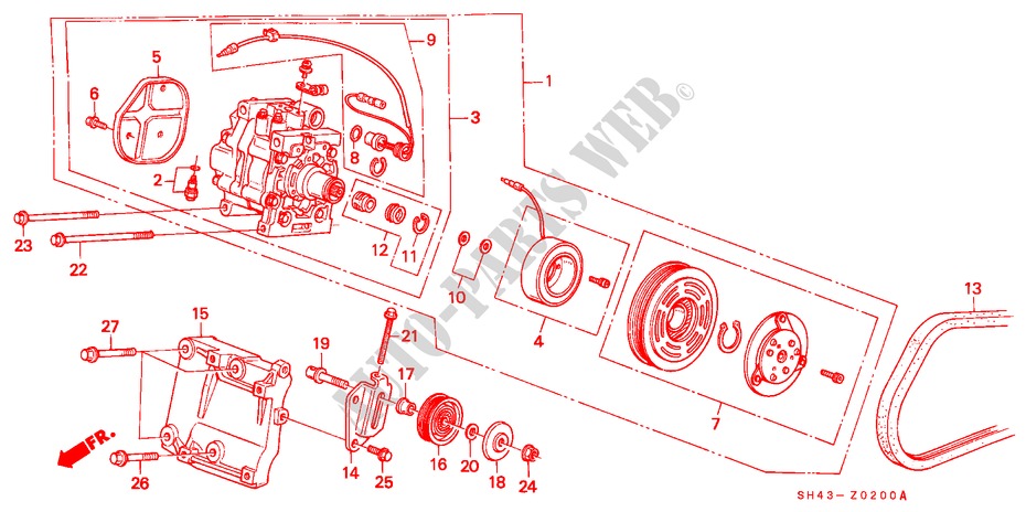 KOMPRESSOR(MATSUSHITA) für Honda CIVIC LX 4 Türen 4 gang automatikgetriebe 1990