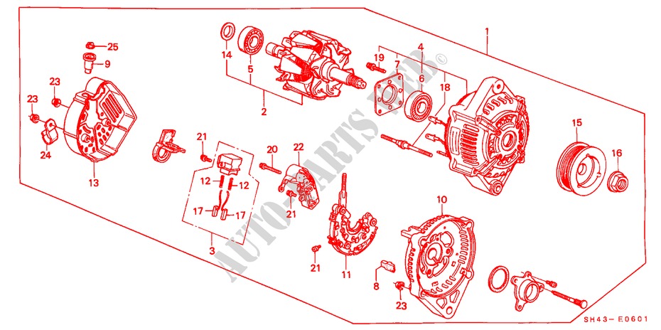LICHTMASCHINE(ND) für Honda CIVIC LX 4 Türen 4 gang automatikgetriebe 1990