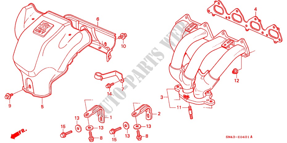 AUSPUFFKRUEMMER(2) für Honda ACCORD EX 4 Türen 5 gang-Schaltgetriebe 1990