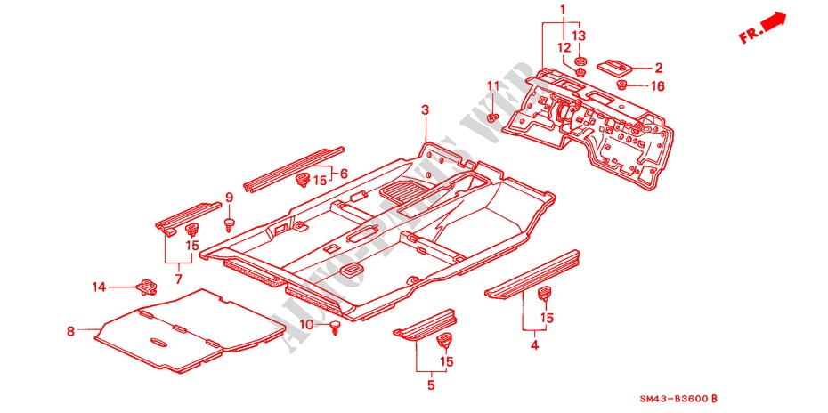 BODENMATTE für Honda ACCORD LX 4 Türen 5 gang-Schaltgetriebe 1993