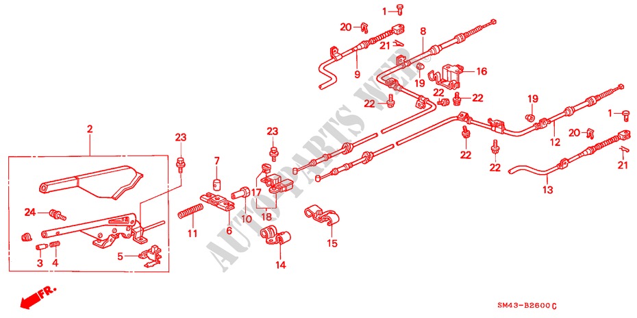 HANDBREMSE für Honda ACCORD EX 4 Türen 5 gang-Schaltgetriebe 1993