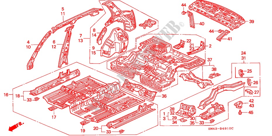 INNENBLECHE für Honda ACCORD DX 4 Türen 4 gang automatikgetriebe 1990