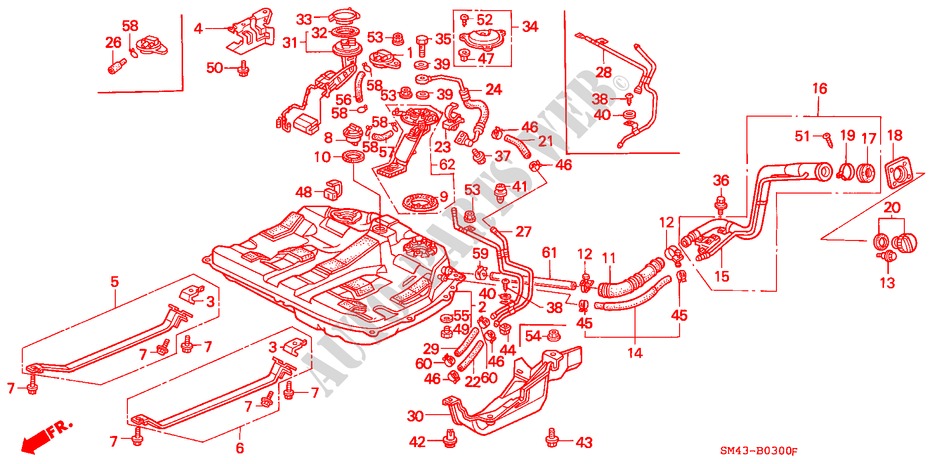 KRAFTSTOFFTANK für Honda ACCORD DX 4 Türen 4 gang automatikgetriebe 1990