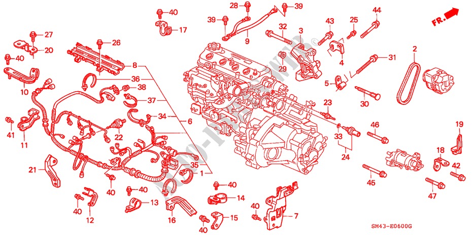MOTORHILFSKABEL/KLAMMER für Honda ACCORD LX 4 Türen 4 gang automatikgetriebe 1990