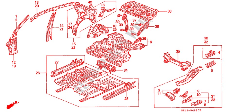 INNENBLECHE für Honda CIVIC EX 4 Türen 5 gang-Schaltgetriebe 1993