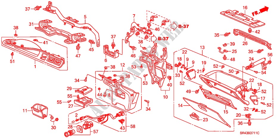 INSTRUMENT, ZIERSTUECK(2) für Honda CIVIC EX 4 Türen 4 gang automatikgetriebe 1995