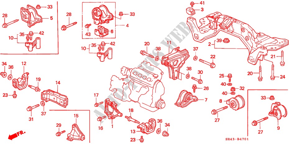 MOTORBEFESTIGUNGEN(2) für Honda CIVIC EX 4 Türen 4 gang automatikgetriebe 1995