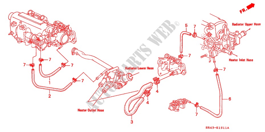 WASSERSCHLAUCH(2) für Honda CIVIC EX 4 Türen 4 gang automatikgetriebe 1995