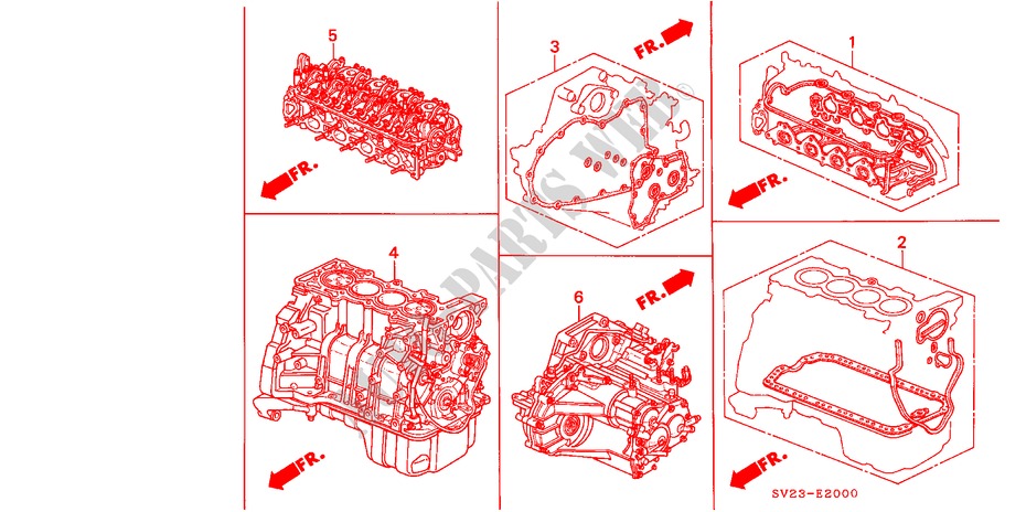 DICHTUNG SATZ/MOTOREINHEIT für Honda ACCORD COUPE EX 2 Türen 5 gang-Schaltgetriebe 1995