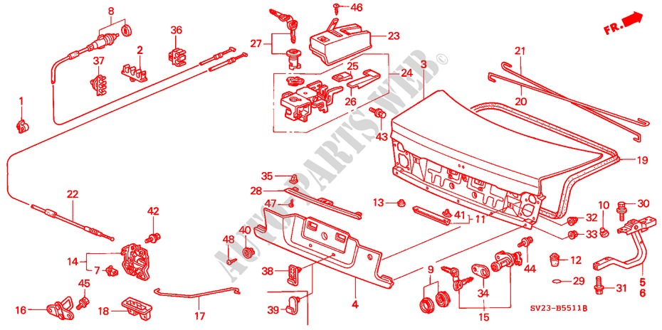 KOFFERRAUMDECKEL(2) für Honda ACCORD COUPE LX 2 Türen 5 gang-Schaltgetriebe 1996
