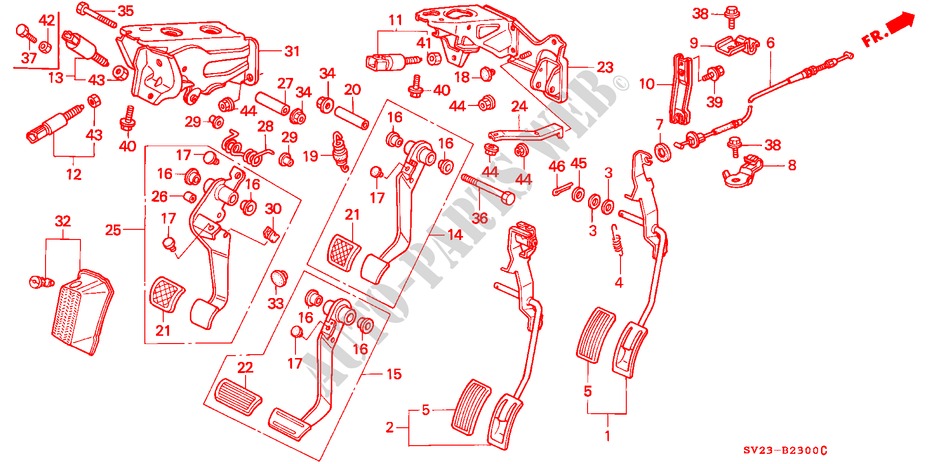 PEDAL für Honda ACCORD COUPE LX 2 Türen 5 gang-Schaltgetriebe 1995