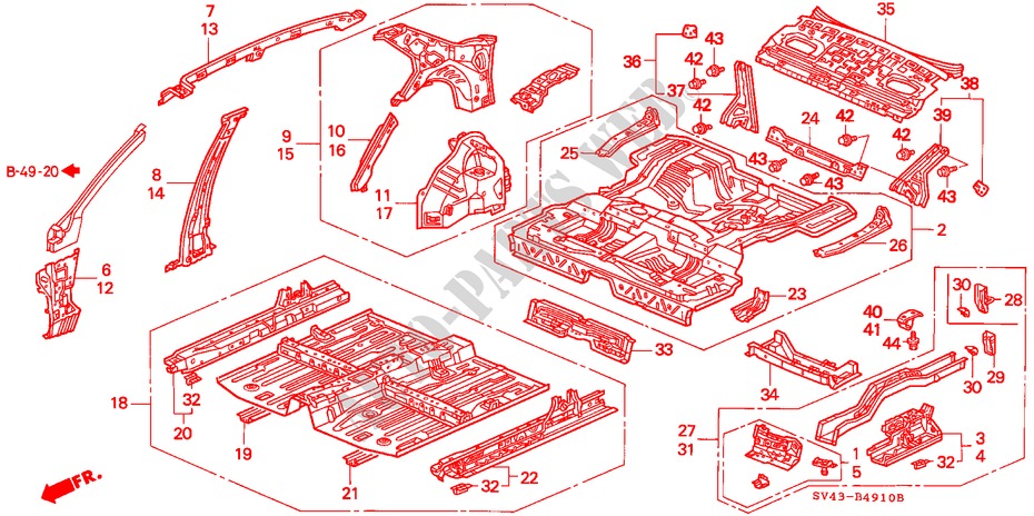 INNENBLECHE für Honda ACCORD LX 4 Türen 5 gang-Schaltgetriebe 1997