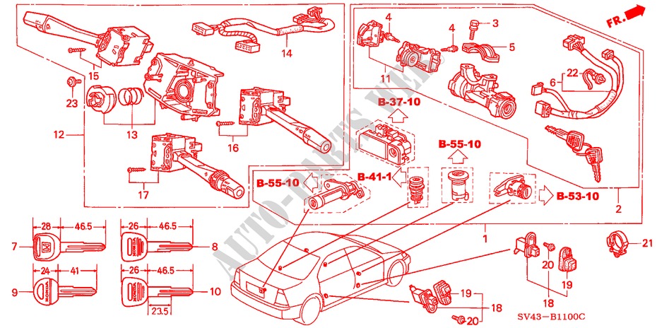 KOMBISCHALTER(1) für Honda ACCORD DX 4 Türen 4 gang automatikgetriebe 1995