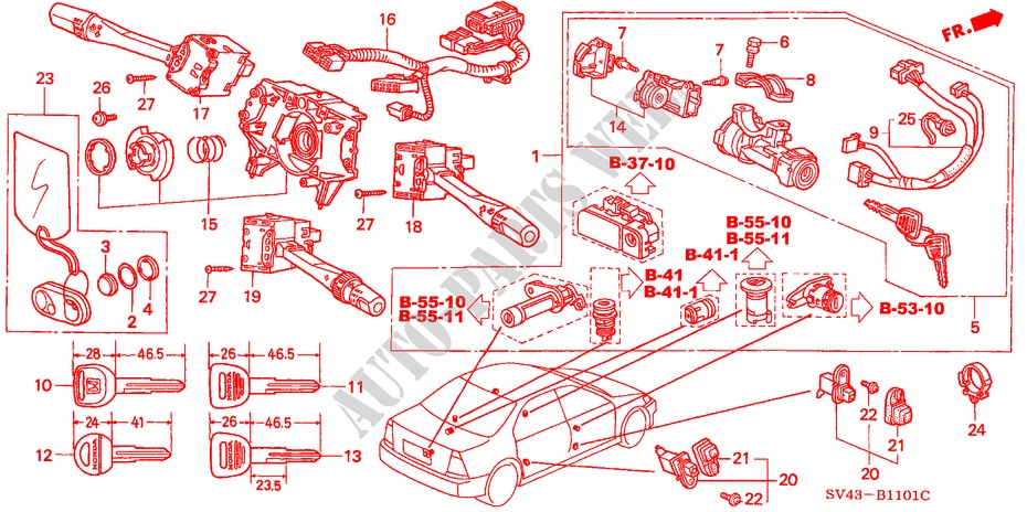 KOMBISCHALTER(2) für Honda ACCORD EX-R 4 Türen 4 gang automatikgetriebe 1996