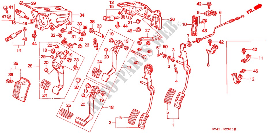PEDAL für Honda ACCORD V6 LX 4 Türen 4 gang automatikgetriebe 1995