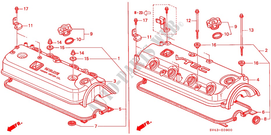 ZYLINDERKOPFDECKEL für Honda ACCORD EX 4 Türen 5 gang-Schaltgetriebe 1997