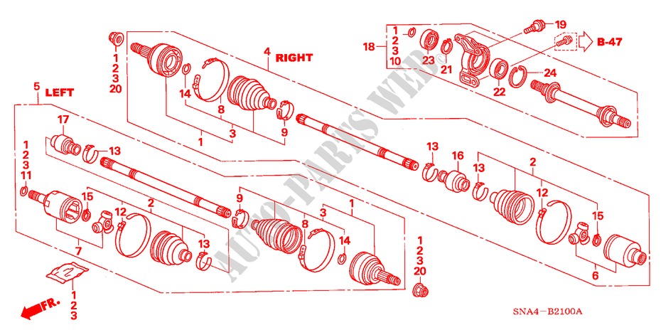ANTRIEBSWELLE, VORNE/ HALBWELLE(1.8L) (MT) für Honda CIVIC EX 4 Türen 5 gang-Schaltgetriebe 2007