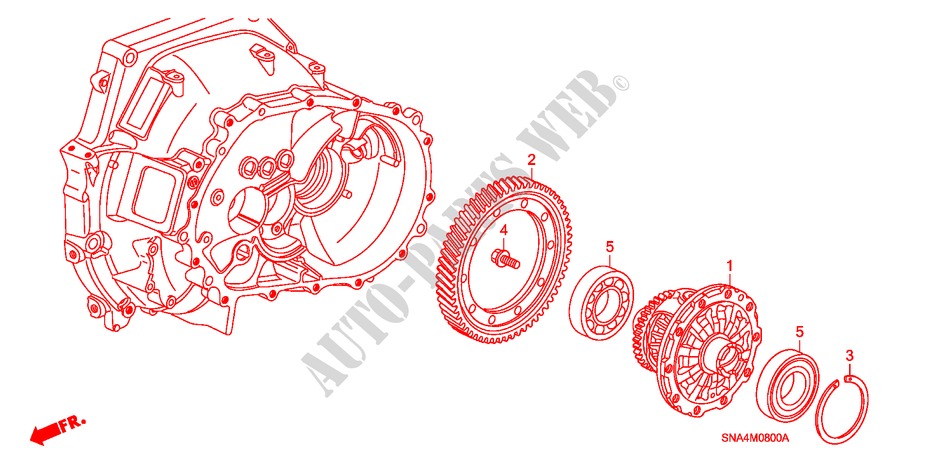 DIFFERENTIAL(1.8L) für Honda CIVIC EX 4 Türen 5 gang-Schaltgetriebe 2007
