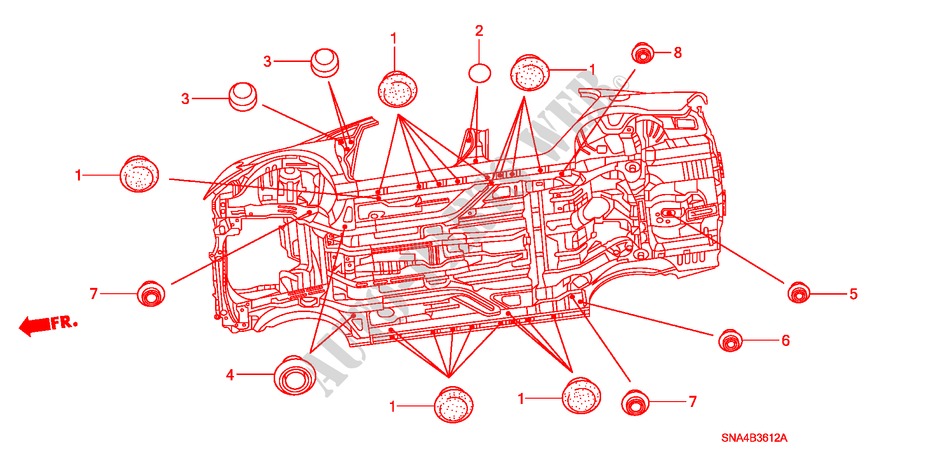 GUMMITUELLE(UNTEN) für Honda CIVIC EX 4 Türen 5 gang-Schaltgetriebe 2008