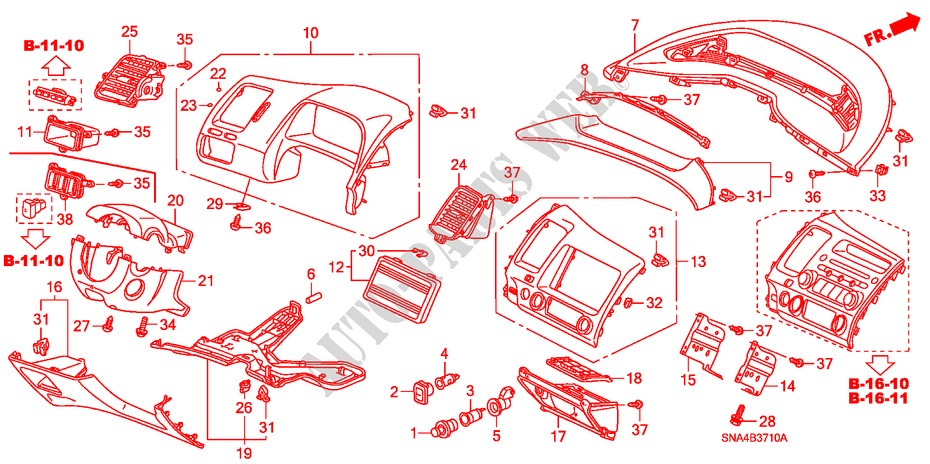 INSTRUMENTENBRETT(FAHRERSEITE) für Honda CIVIC EX 4 Türen 5 gang-Schaltgetriebe 2007