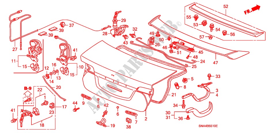 KOFFERRAUMDECKEL für Honda CIVIC EX 4 Türen 5 gang-Schaltgetriebe 2007