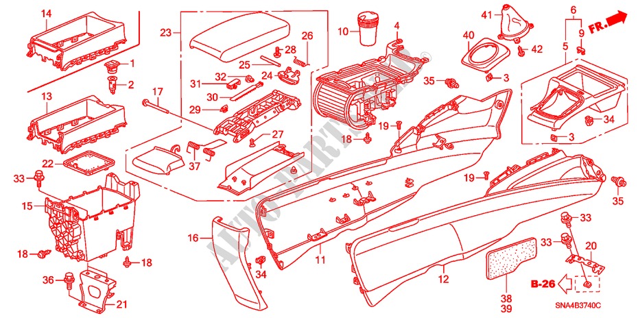 KONSOLE für Honda CIVIC EX 4 Türen 5 gang-Schaltgetriebe 2007