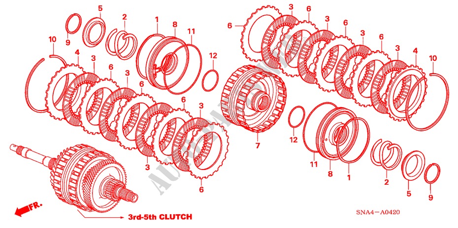 KUPPLUNG(3.   5.) für Honda CIVIC EX-L 4 Türen 5 gang automatikgetriebe 2008