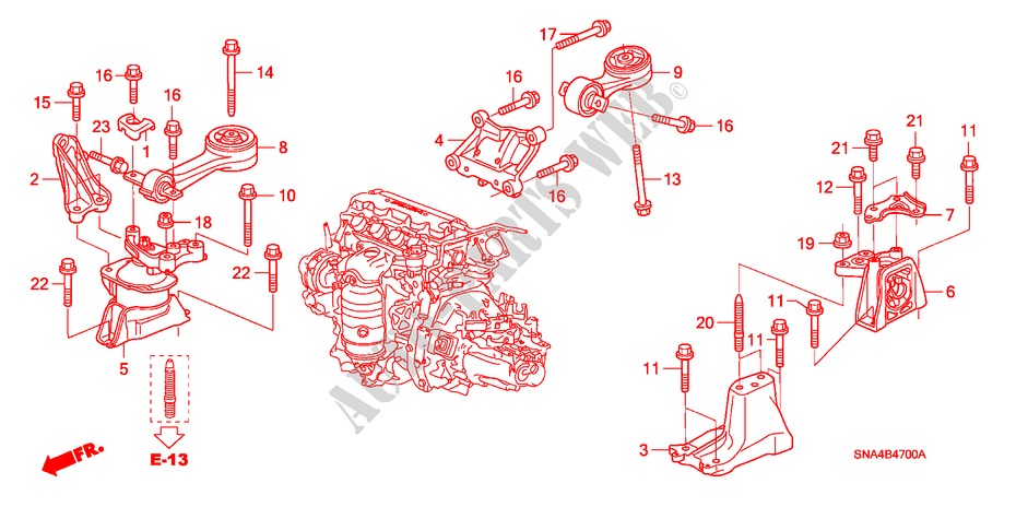 MOTORBEFESTIGUNGEN(1.8L) (MT) für Honda CIVIC EX 4 Türen 5 gang-Schaltgetriebe 2007