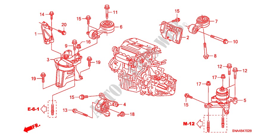 MOTORBEFESTIGUNGEN(2.0L) (MT) für Honda CIVIC SI     SUMMER TIRE 4 Türen 6 gang-Schaltgetriebe 2007