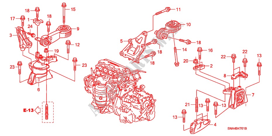 MOTORBEFESTIGUNGEN(AT) für Honda CIVIC EX-L 4 Türen 5 gang automatikgetriebe 2008