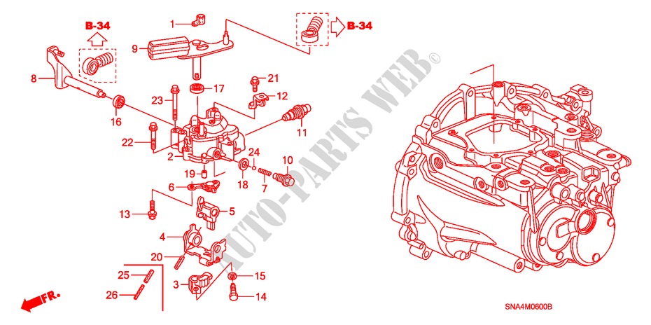 SCHALTARM/SCHALTHEBEL (1.8L) für Honda CIVIC EX 4 Türen 5 gang-Schaltgetriebe 2007