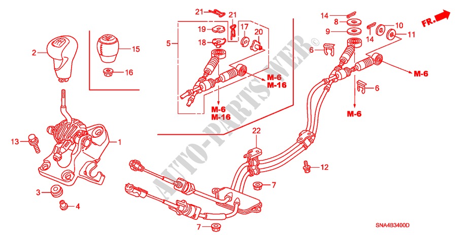 SCHALTHEBEL für Honda CIVIC EX 4 Türen 5 gang-Schaltgetriebe 2008