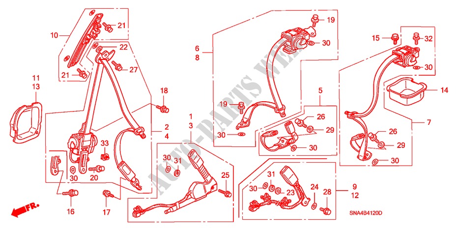 SITZGURTE für Honda CIVIC EX 4 Türen 5 gang-Schaltgetriebe 2007