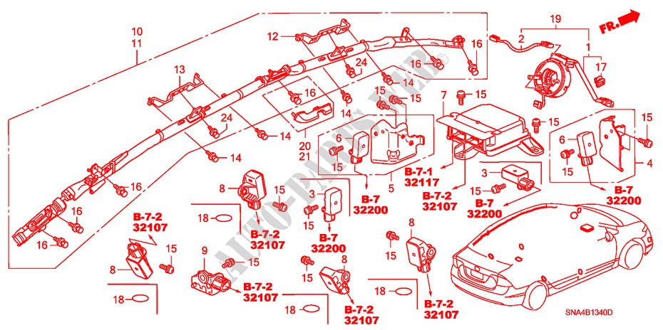 SRS EINHEIT für Honda CIVIC EX 4 Türen 5 gang-Schaltgetriebe 2007