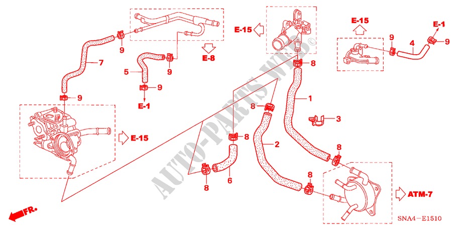 WASSERSCHLAUCH(1.8L) für Honda CIVIC EX 4 Türen 5 gang-Schaltgetriebe 2008