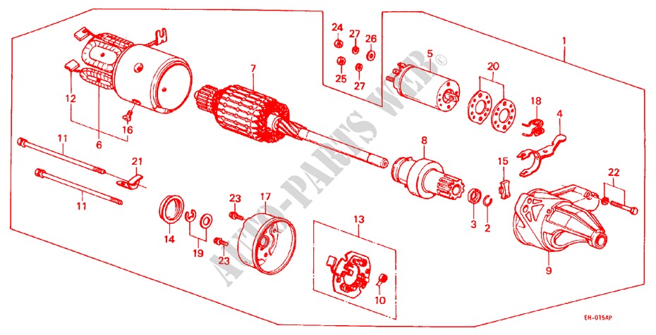 ANLASSER(HITACHI) (4) für Honda ACTY VAN DX PANEL VAN 5 Türen 4 gang-Schaltgetriebe 1983