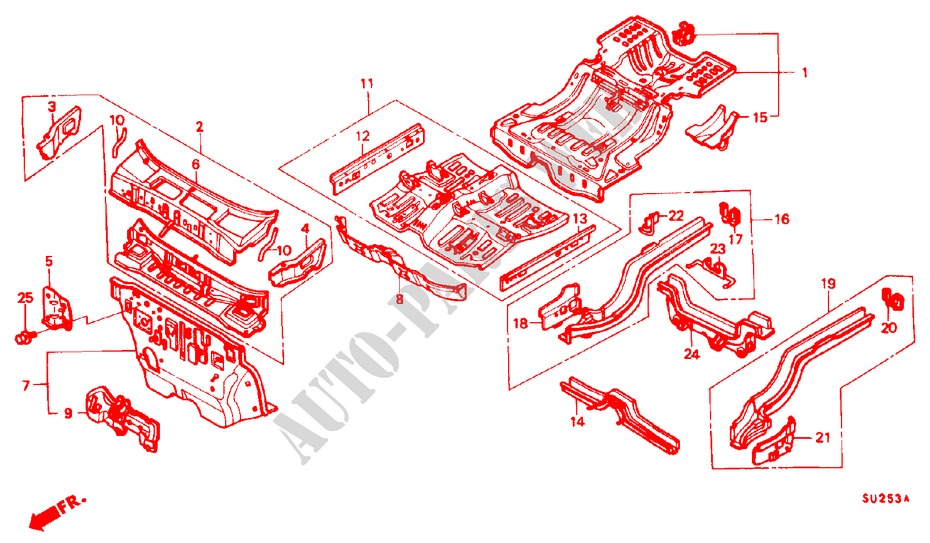 GEHAEUSESTRUKTUR(2) für Honda QUINTET DX 5 Türen 3 gang automatikgetriebe 1982