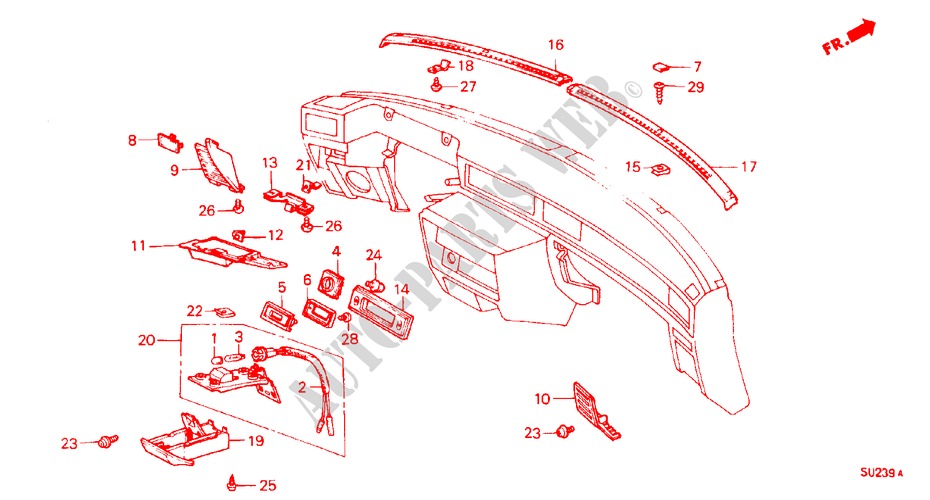 INSTRUMENT, ZIERSTUECK (B,BP,D,F,G,S,W,X) für Honda QUINTET DX 5 Türen 3 gang automatikgetriebe 1982