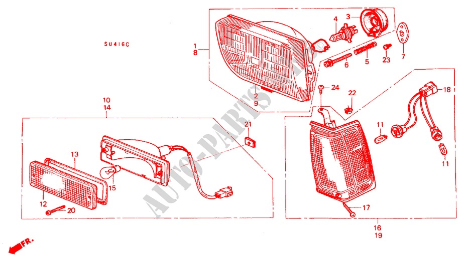 SCHEINWERFER/ KOMBINATIONSLEUCHTE für Honda QUINTET DX 5 Türen 5 gang-Schaltgetriebe 1982