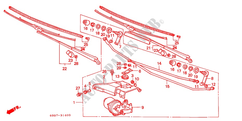 WINDSCHUTZSCHEIBENWISCHER (B,BP,D,F,G,S,W,X) für Honda QUINTET DX 5 Türen 3 gang automatikgetriebe 1982
