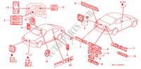 EMBLEME für Honda CIVIC COUPE 1.6ISR VTEC 2 Türen 5 gang-Schaltgetriebe 1996