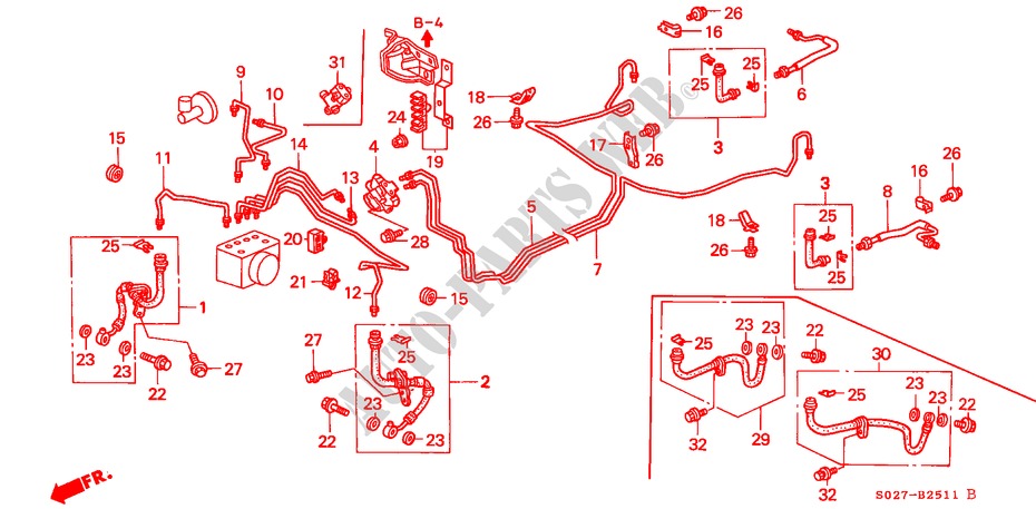 BREMSLEITUNGEN(ABS) (RH) für Honda CIVIC COUPE 1.6ISR 2 Türen 4 gang automatikgetriebe 2000