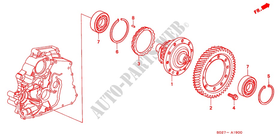 DIFFERENTIAL(2) für Honda CIVIC COUPE 1.6ILS 2 Türen 4 gang automatikgetriebe 2000