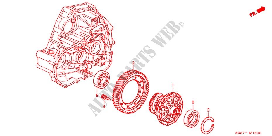 DIFFERENTIAL (DOHC) für Honda CIVIC COUPE 1.6VTI VTEC 2 Türen 5 gang-Schaltgetriebe 1999