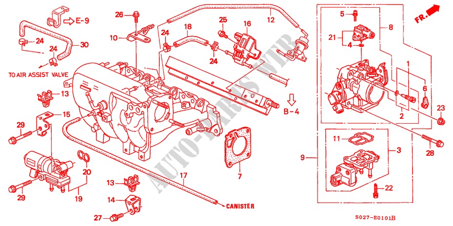 DROSSELKLAPPENGEHAEUSE(SOHC VTEC) für Honda CIVIC COUPE 1.6ISR VTEC 2 Türen 5 gang-Schaltgetriebe 1996