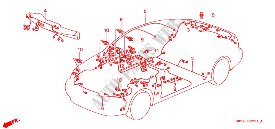KABELBAUM(RH) für Honda CIVIC COUPE 1.6ILS 2 Türen 4 gang automatikgetriebe 2000