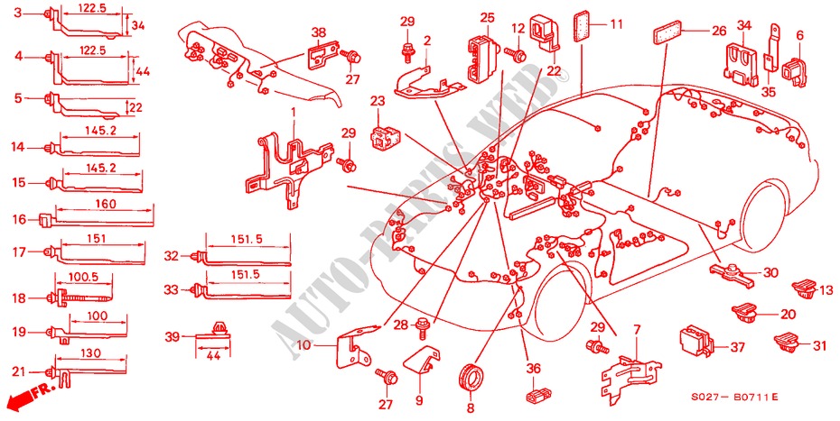 KABELBAUMBAND/BUEGEL(RH) für Honda CIVIC COUPE 1.6ILS 2 Türen 5 gang-Schaltgetriebe 1997