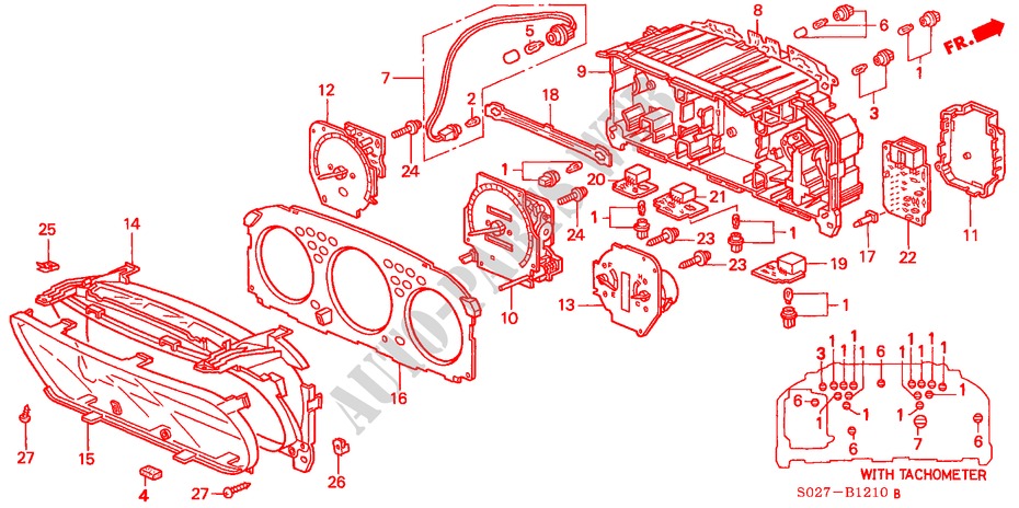 KOMBIINSTRUMENT BAUTEILE für Honda CIVIC COUPE 1.6ILS 2 Türen 5 gang-Schaltgetriebe 1997