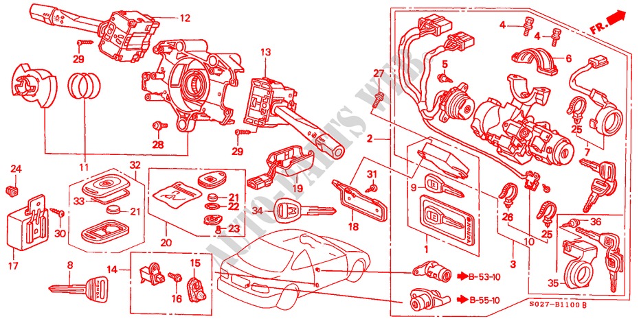 KOMBISCHALTER(LH) für Honda CIVIC COUPE 1.6ILS 2 Türen 5 gang-Schaltgetriebe 1997