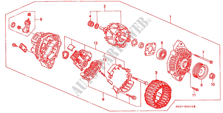 LICHTMASCHINE(MITSUBISHI) für Honda CIVIC COUPE 1.6ILS 2 Türen 4 gang automatikgetriebe 2000